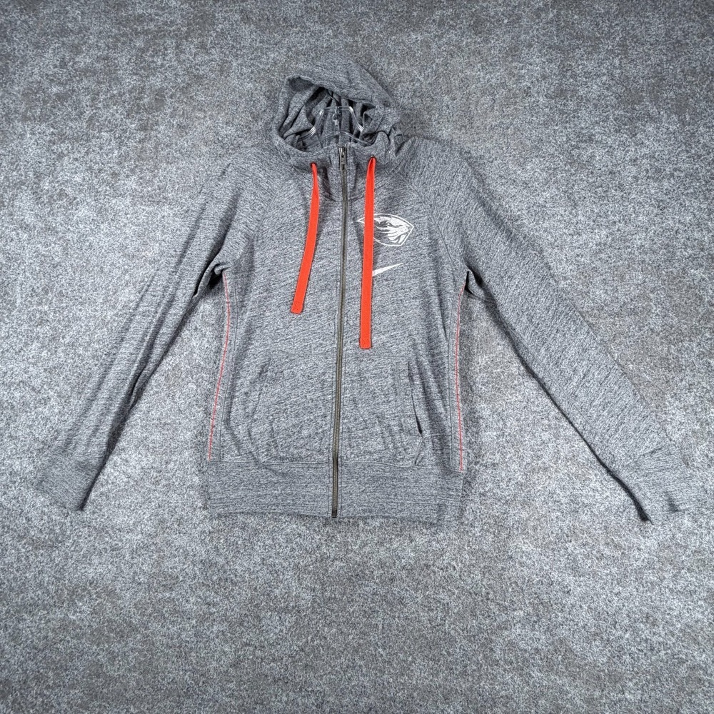 Nike Hoodie Womens XS Heathered Gray Oregon State Beavers NCAA Football Full Zip